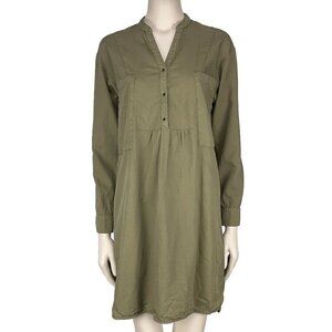 SET‎ European Made Utilitary Shirt Dress green Long Sleeves with pockets Size 4